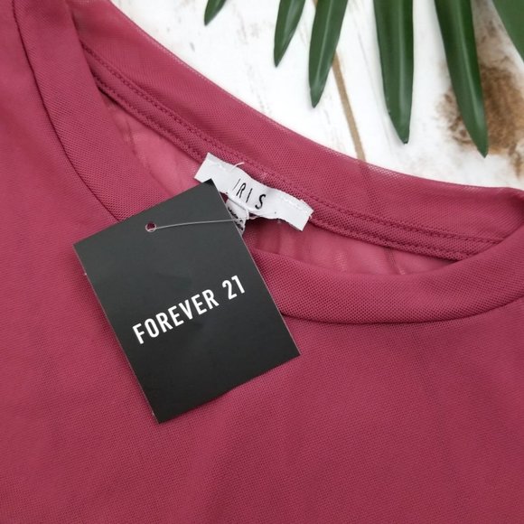 Forever 21 Iris Awesome Mesh Crop Top Mauve - Picture 10 of 12